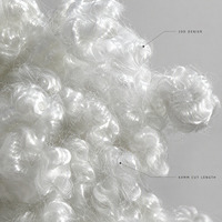 Polyester blanc ondulé non siliconé 20D 64mm, recyclable, antistatique, résistant à l'abrasion, matériau de rembourrage doux pour