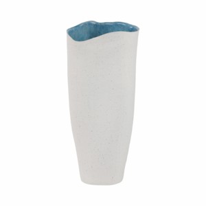 Vaso in ceramica testurizzata bianco e blu, grande vaso decorativo per fiori, per soggiorno, decorazioni per la casa in stile costiero - Product Image 4