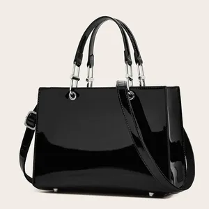 Smooth Handbags for Women Faux Leather Hand Bags for Women Luxury Briefcase Black Wine Red Green Gold Trend 2024 Ladies Hand Bag