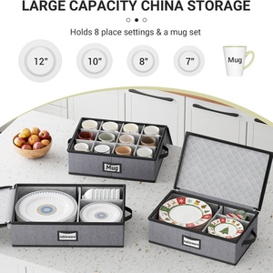 Cross-border Bestseller Large-capacity <b>Fabric</b> Tableware <b>Storage</b> <b>Box</b> <b>for</b> Kitchen Plates Bowls Mugs - Product Image 2