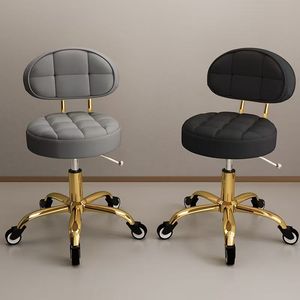 Rotating Lifting Round Stool with Pulley, <b>Backrest</b> Beauty Salon Work Chair, Large Multi-Purpose Stool for Hair Nail Salon & Home - Product Image 3