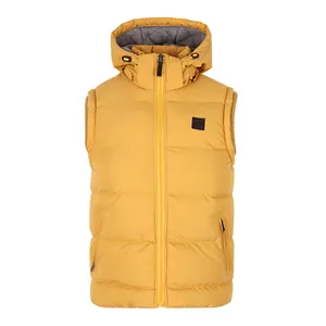 Nouveau Stile Jaune Zippe UN Capuche Personnalise Hiver Bulle Veste homme Hommes Gilet Coton