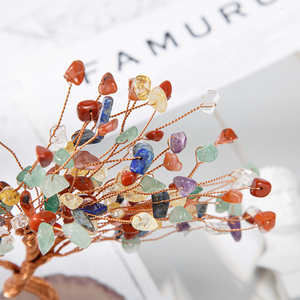 เรกิธรรมชาติรักษา7จักระต้นไม้โชคดีเงินที่มีฐานอาเกตทำสมาธิการตกแต่งทางจิตวิญญาณบอนไซโชคดีต้นวิลโลว์ชีวิต - Product Image 6