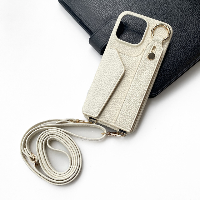 Wholesale PU Pebble Leather Phone Case Crossbody Strap Wallet Card Slot for Iphone 11 12 13 14 15 for Oppo Xiaomi Pro Max
