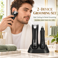 Perangkat Perawatan Pria Profesional Dual Kit USB Pemangkas Rambut Elektrik Set Pemangkas Rambut Hidung dan Telinga dengan Basis Bersama Layar LCD