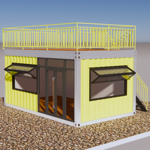 Maison mobile CE, conteneur préfabriqué en acier jaune, café/boutique avec terrasse sur le toit, bâtiment modulaire personnalisé en conteneur pour usage résidentiel - Product Image 1
