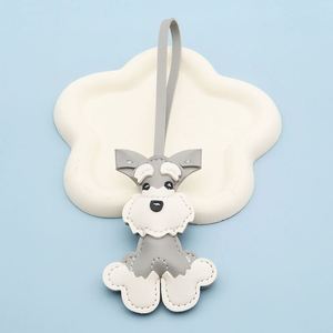 Schnauzer Pendant for Dog Lovers 3D Cute Animal Keychain with Unique Design PU Leather Bag <b>Charm</b> - Product Image 4