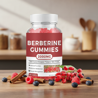 Complément alimentaire pour adultes en gommes à la berbérine hydrochlorure de haute qualité et haute résistance, avec cannelle de Ceylan, 60 unités