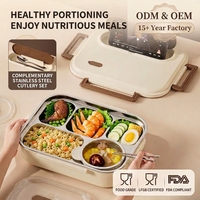 Boîte à lunch bento en acier inoxydable 304, compartiment anti-fuite, grande capacité, pour l'école, le bureau, OEM ODM