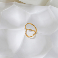 Mode 18k Plaqué Or Simple Grand Cercle Anneaux En Acier Inoxydable À La Mode Simple Anneau Bijoux Pour Femmes