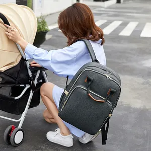 Multifunctional Large Capacity Fashion Mommy Backpack Vintage Nylon Diaper Bag