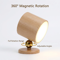 Lampe de table sans fil rechargeable en bois avec haut-parleur Bluetooth, veilleuse LED magnétique à commande tactile et intensité réglable pour la décoration intérieure