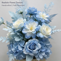 Kit floral artificiel série bleue pour mariage, ensemble d'arrangements de fleurs simulées mixtes pour toile de fond de mariage, allée et entrée