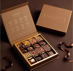Confezione regalo in lamina d'oro di lusso personalizzata per confezione di dolci al cioccolato, imballaggio di caramelle dolci con vantaggio UV di sparitura e goffratura - Product Image 4