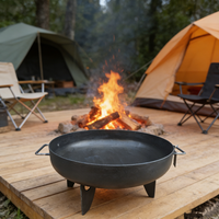 Table de foyer autoportante en fonte robuste et moderne pour le camping en plein air et l'utilisation sur la terrasse