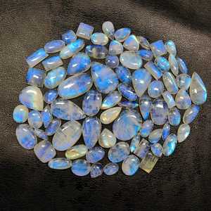 Natural Rainbow Moonstone Cabochon Mixed Shape Lot 20x25-90x50mm Bulk Gemstone Supplier Manufacturer India - Product Image 6