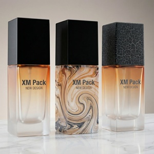 Flacon pompe en verre givré mat de qualité supérieure, 30 ml, carré, ambre, vert, bleu, pour cosmétiques, soins de la peau, sérum, lotion, carton personnalisé - Product Image 4