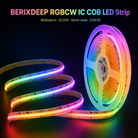 Bande LED COB RGBCW IC 960 LED/m DC24V 12mm, couleur de rêve intelligente, haute densité, flexible, dynamique, adressable WS2811 pour la décoration
