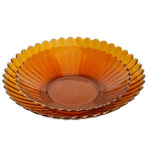 Decoración para servir comida hecha a mano, borde dorado para boda, placa de cargador de vidrio de <span class=keywords><strong>Color</strong></span>, bandeja, juegos de platos, <span class=keywords><strong>vajilla</strong></span> para restaurante - Product Image 1