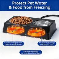 Bol chauffant pour animaux de compagnie anti-gel pour l'extérieur, thermostat, imperméable, amovible, bol chauffant électrique pour nourriture et eau pour chiens, chats et animaux de compagnie