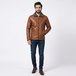 Veste varsity en cuir de vache de style vintage pour homme Finer Threads avec col montant, respirante et coupe-vent, options de logo personnalisé - Product Image 1