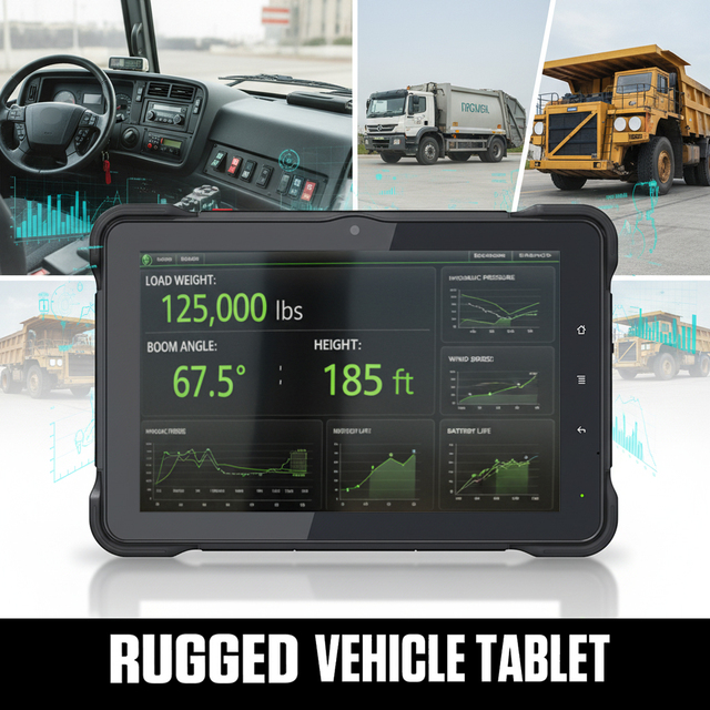 10.1" Rugged Vehicle Mounted Computer Android 13 Forklift Tablet with Lockable CAN-Bus RS232 GPIO 1200 Nits Fleet Management