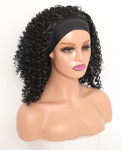 Perruque courte bouclée pour <span class=keywords><strong>femme</strong></span> avec bandeau, <span class=keywords><strong>cheveux</strong></span> <span class=keywords><strong>afro</strong></span> crépus volumineux, perruque noire en fibre résistante à la chaleur - Product Image 4