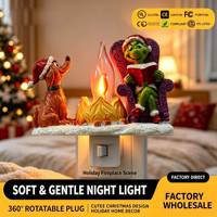 Sevimli Grinch Max Köpek Noel LED Gece Lambası Prizli Dekoratif Aydınlatma Tatil Şöminesi Ev Dekoru Yumuşak Sıcak Işıltılı Masa Lambası
