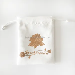 Custom Gold Logo Veludo Branco Maquiagem Brush Pouch Suede Drawstring Cosméticos Pen Bags