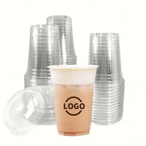 Venta al por mayor de fábrica: Tapas biodegradables transparentes de plástico para vasos de PET de la marca Huitianchen, 98 mm de diámetro, para café helado. - Product Image 1