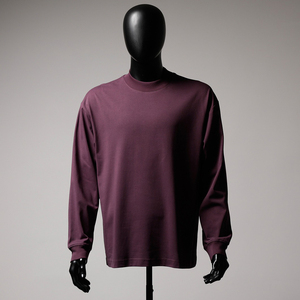 T-shirts décontractés surdimensionnés en coton premium, à manches longues, délavés, respirants et écologiques pour hommes - Product Image 1