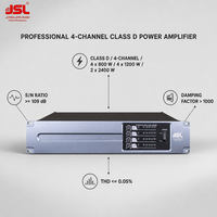 4 Kanal D Sınıfı Güç Amplifikatörü 4x800W 4x1200W 2x2400W 2U Profesyonel Ses Amplifikatörü Susturucu 1000 SNR 109dB Canlı Ses için