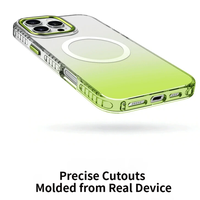 Klaar voor verzending Gradient TPU Magnetische Case voor iPhone 12 tot 17, Metalen Knop Transparante Cover met Schokdemping Dagelijkse Bescherming