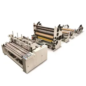 Máquina de fabricación de rollos de papel higiénico Jumbo mini jumbo en relieve, Unidad de laminación de pegamento, máquina rebobinadora de toallas de papel