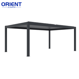 Pergola LED en aluminium, structure <span class=keywords><strong>de</strong></span> pergola en aluminium 6x4, 4 poteaux, pergola en aluminium d'extérieur avec porte coulissante en verre - Product Image 2