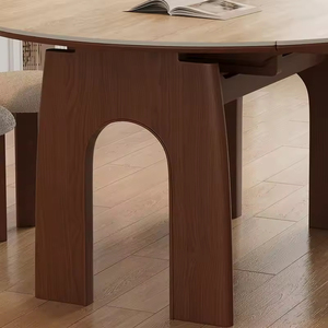 <span class=keywords><strong>Tavolo</strong></span> <span class=keywords><strong>da</strong></span> Pranzo Moderno Allungabile in Pietra Sinterizzata, Set Elegante con <span class=keywords><strong>Tavolo</strong></span> Rotondo in Legno Massello <span class=keywords><strong>per</strong></span> 6-8 Persone, <span class=keywords><strong>Tavolo</strong></span> Economico <span class=keywords><strong>per</strong></span> Sala <span class=keywords><strong>da</strong></span> Pranzo - Product Image 5
