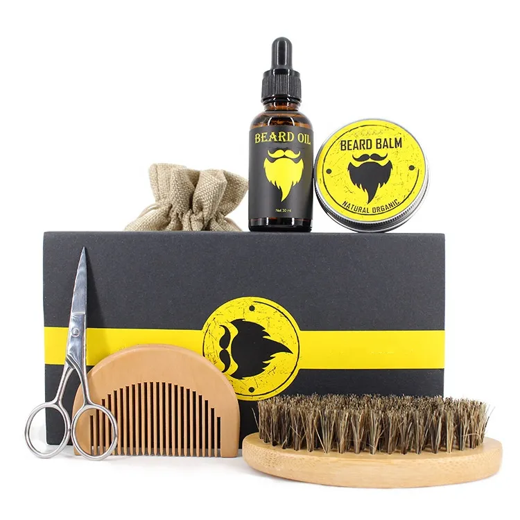 Groothandel Private Label 6Pcs Natuurlijke Organische Baard Care Gift Set Baard Grooming Kit