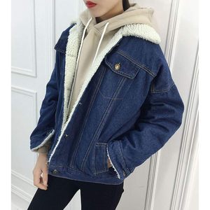 เสื้อแจ็คเก็ตยีนส์ผู้หญิง FOXA แบบ Trucker บุขน Sherpa อุ่นสบาย ติดกระดุม - Product Image 6