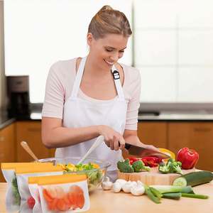 Paquete de 10 Bolsas de Almacenamiento de Alimentos de Silicona con Cierre de PEVA Ecológicas, a Prueba de Fugas, Reutilizables, Compresibles y Sostenibles - Product Image 6