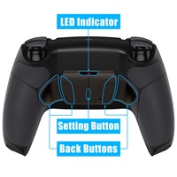 Kit de modification pour manette PS5 : Poignée caoutchoutée noire RISE4 V3 avec carte de remappage, boutons arrière et coque arrière