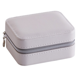 Khuyến mãi PU da xách tay mini dây kéo đồ trang sức tổ chức trường hợp Vòng cổ bông tai gương đồ trang sức nhỏ phụ kiện hộp - Product Image 5