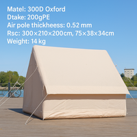 Tente de camping gonflable 2 personnes 6,3 m² jaune clair, porte unique, imperméable, Oxford, auto-élevante, portable, pour randonnée, jardin, camping en voiture