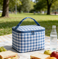 Sac isotherme portable personnalisé bleu et blanc à imprimé neige, imperméable, pour enfants et adultes
