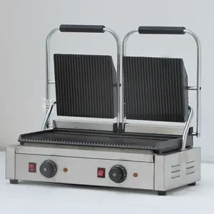 Good Quality Double Commercial Panini Sandwich Grill with Smooth Plate/Grill Sandwich Maker