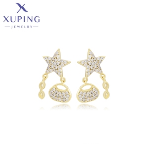 X000023711 xuping joyería nueva moda personalidad estrella pendientes 14K color oro elegante lujo creativo mujeres pendientes diarios - Product Image 1