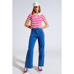 Jeans a Gamba Dritta con Dettaglio Tasche Frontali in Lavaggio Medio - Product Image 2