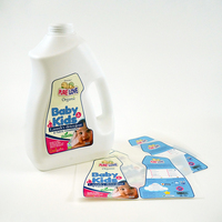 Étiquettes avant et arrière de bouteille de forme irrégulière privées personnalisées pour produits de nettoyage pour bébé étiquettes imperméables en papier synthétique