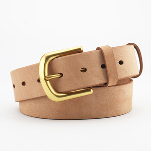 Cinturón Minimalista de Cuero Genuino de Vaca Curtido Vegetalmente, Cinturón de Cuero Crudo para Jeans con Hebilla Resistente para Hombre - Product Image 4