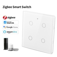 Interrupteur mural tactile intelligent ZigBee Brésil 4x4, 4/6 gangs, panneau en verre, fil neutre, contrôle par application pour Tuya Alexa Google Home