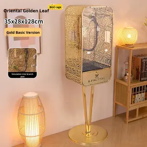 Kuş kafesi Villa papağan lüks çevre dostu plastik klasik zemin ayakta kapalı açık ev kullanımı altın Cockatiel Ironwork - Product Image 6